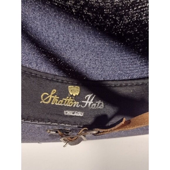 Vtg Stratton Hat Size 7 Deputy Uniform F42 Chicago USA Blue Gold Straw - Picture 9 of 16